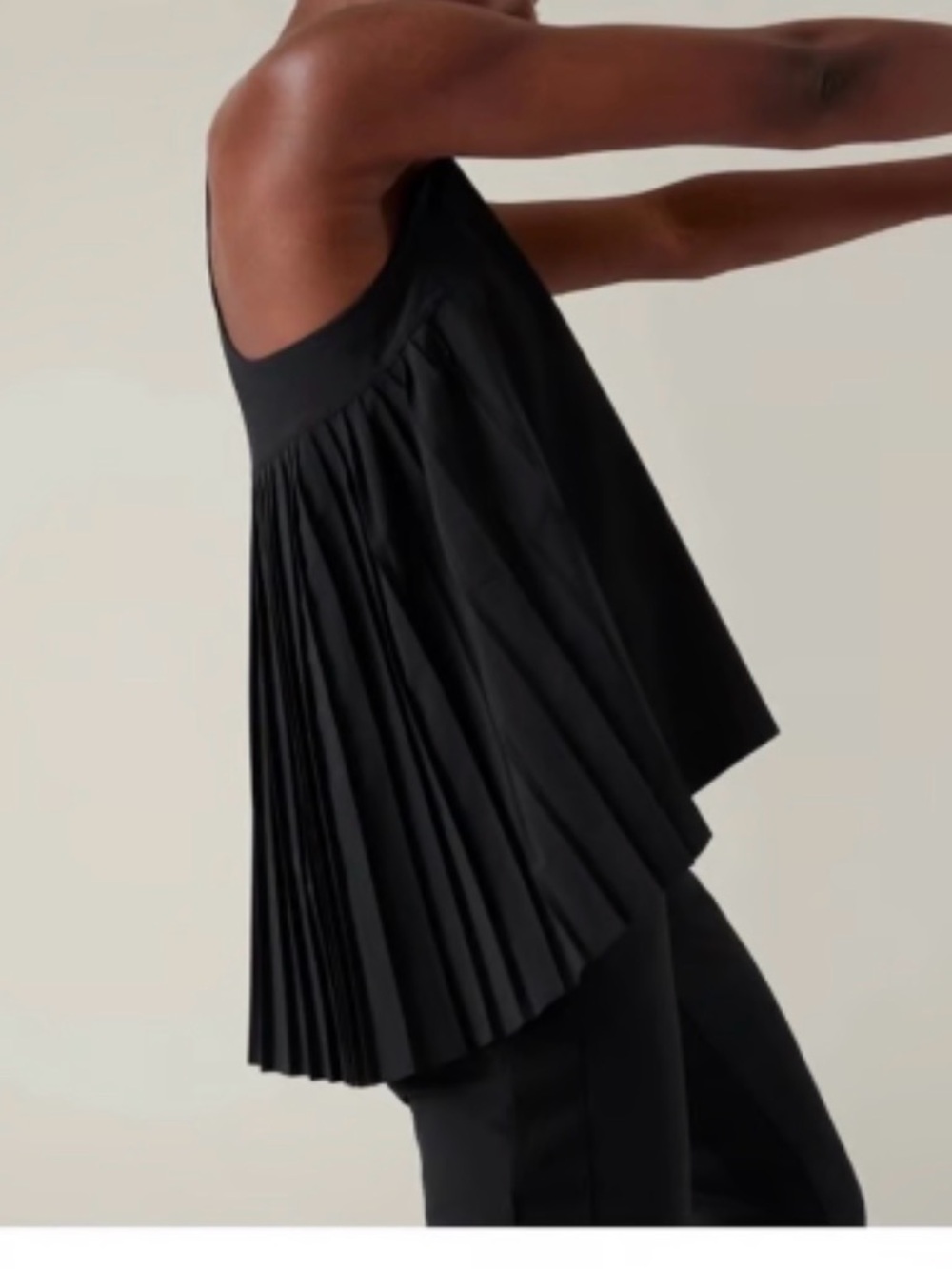 Athleta Black Pleated Swing Tank Top